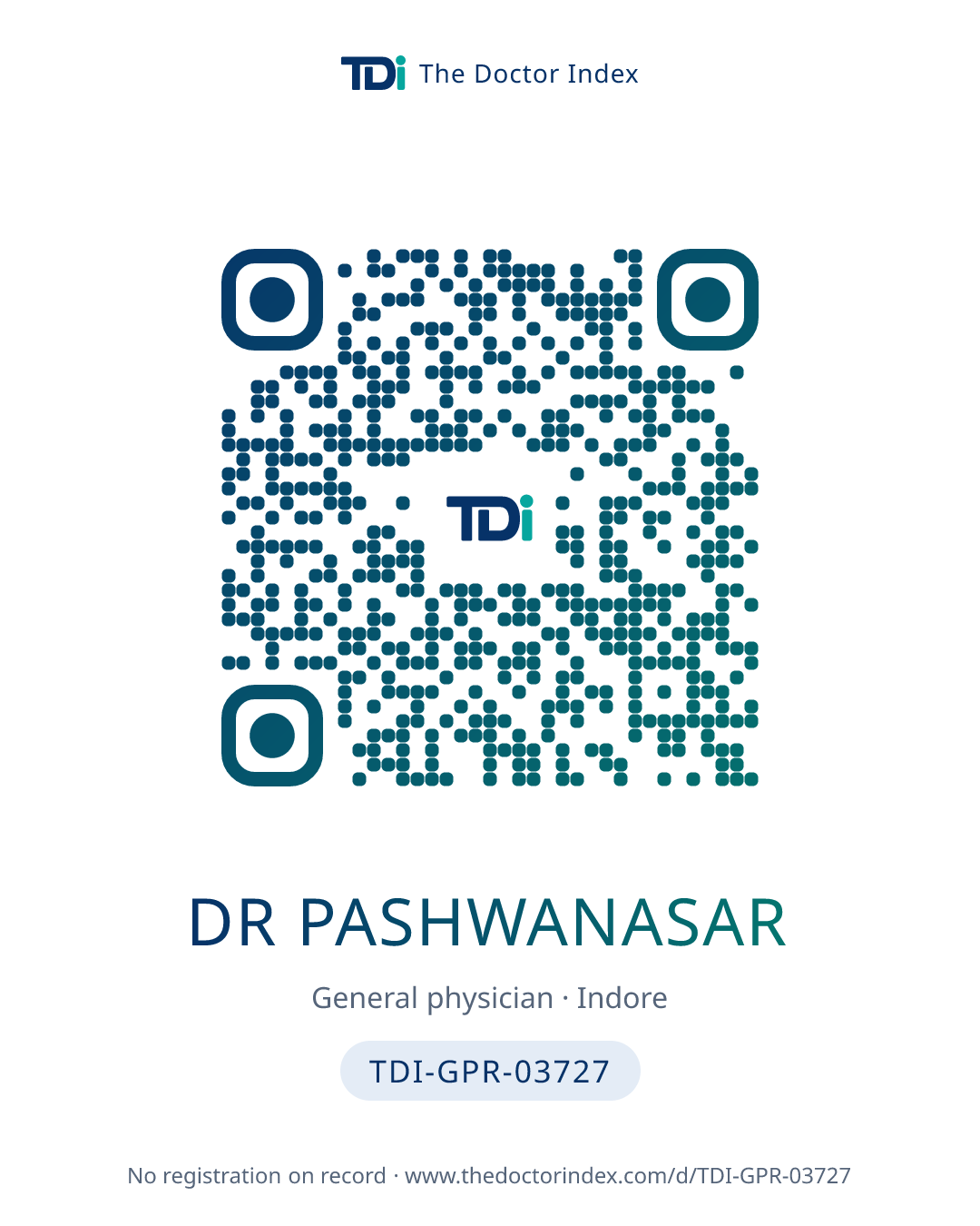 QR card for Dr Pashwanasar, TDI-GPR-03727
