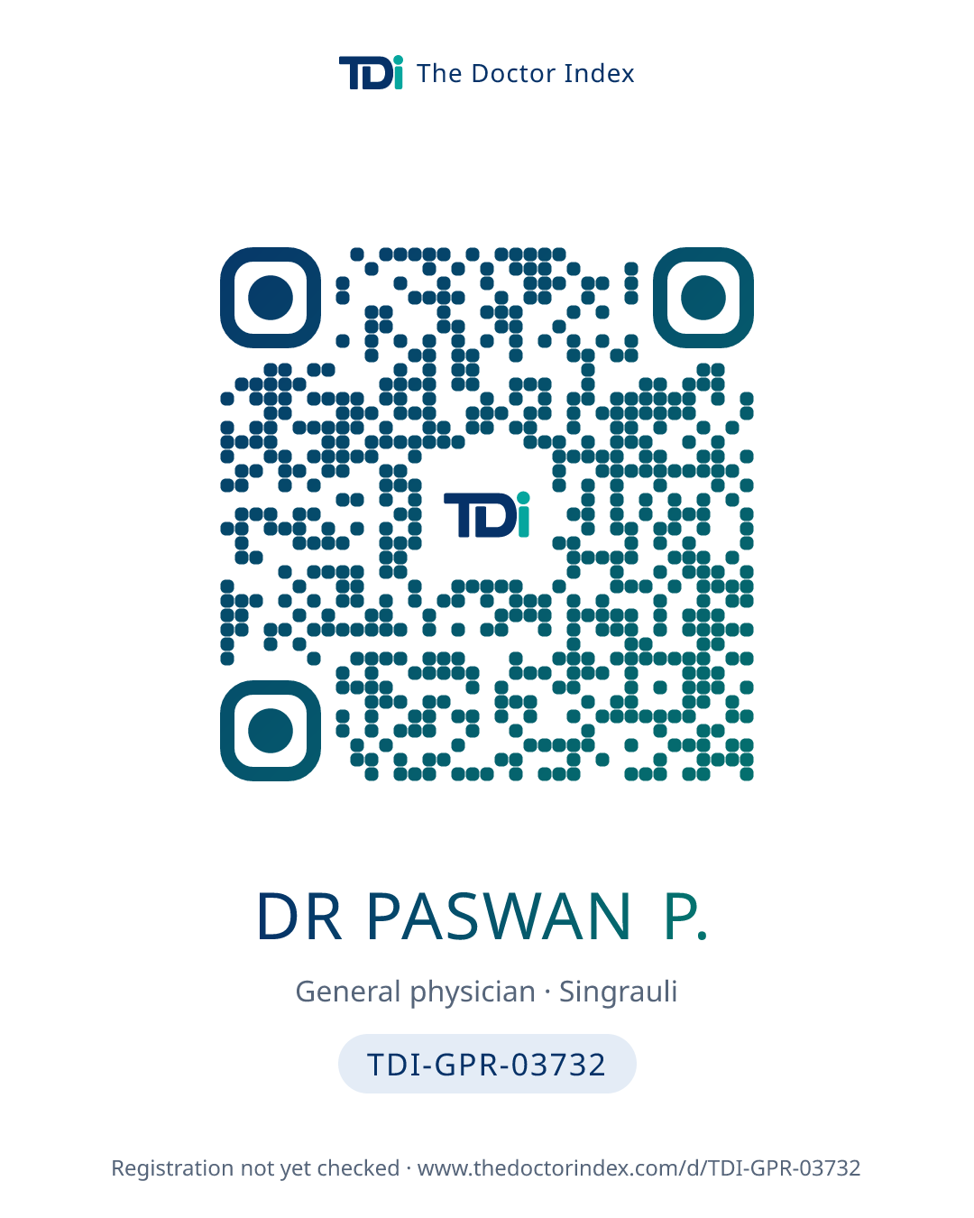 QR card for Dr Paswan P., TDI-GPR-03732