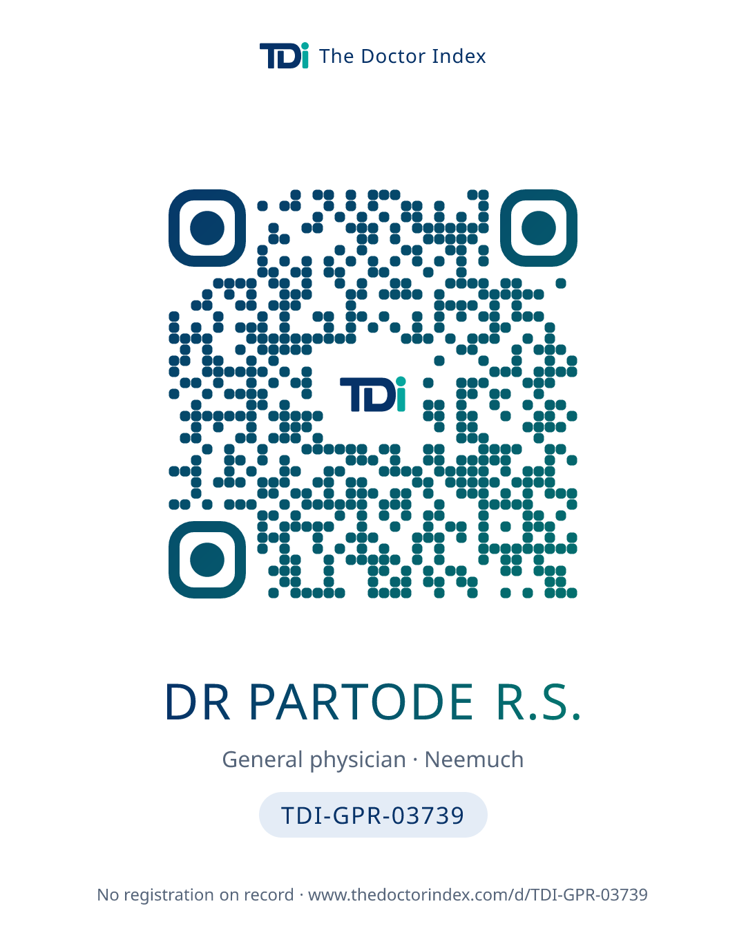 QR card for Dr Partode R.S., TDI-GPR-03739