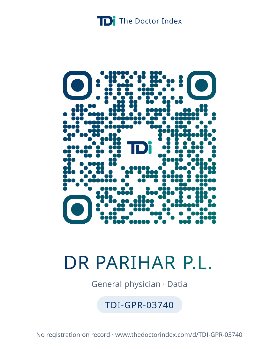 QR card for Dr Parihar P.L., TDI-GPR-03740