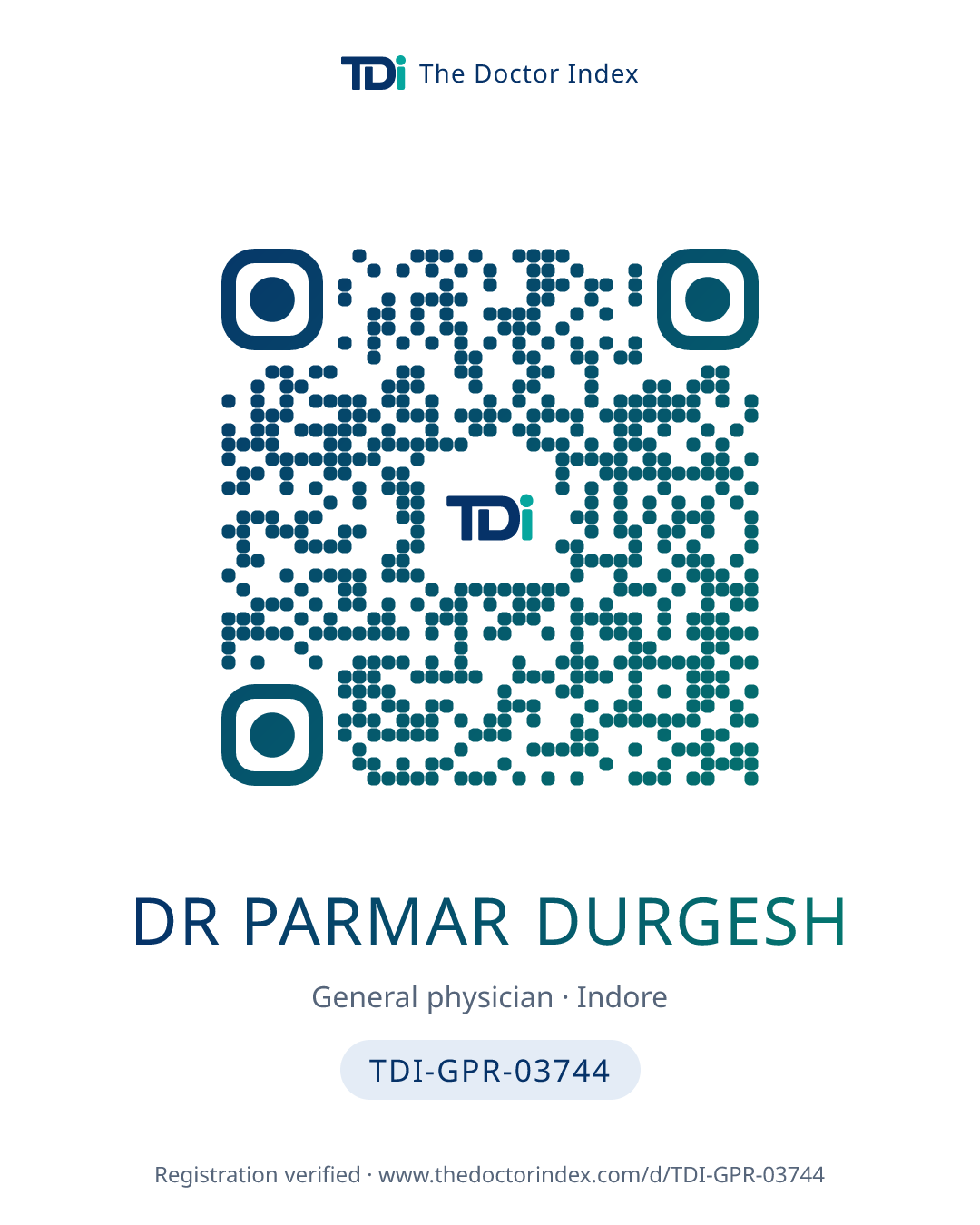 QR card for Dr Parmar Durgesh, TDI-GPR-03744