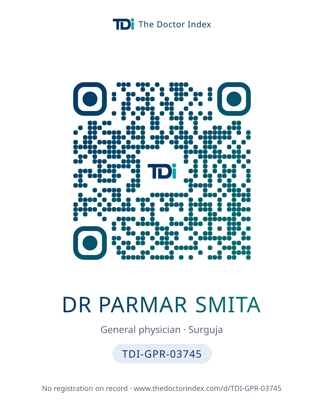 QR card for Dr Parmar Smita, TDI-GPR-03745