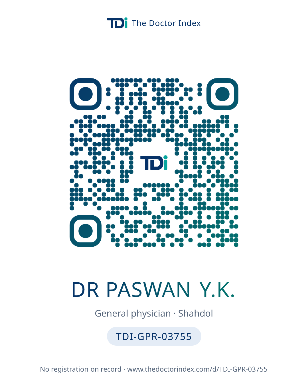 QR card for Dr Paswan Y.K., TDI-GPR-03755