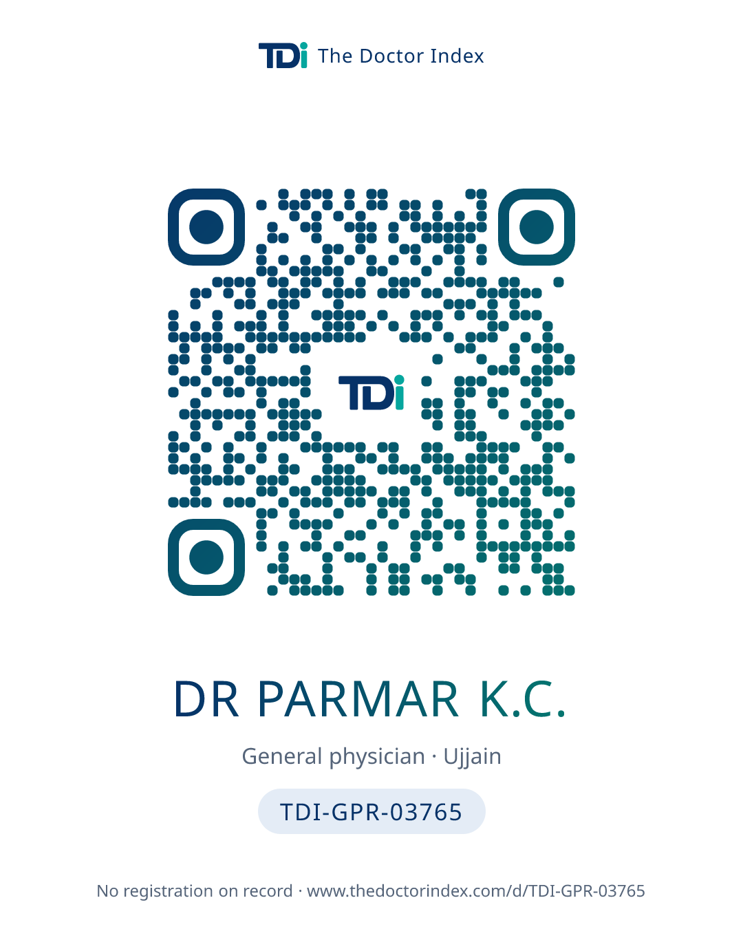 QR card for Dr Parmar K.C., TDI-GPR-03765