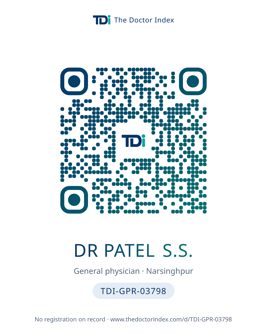 QR card for Dr Patel S.S., TDI-GPR-03798