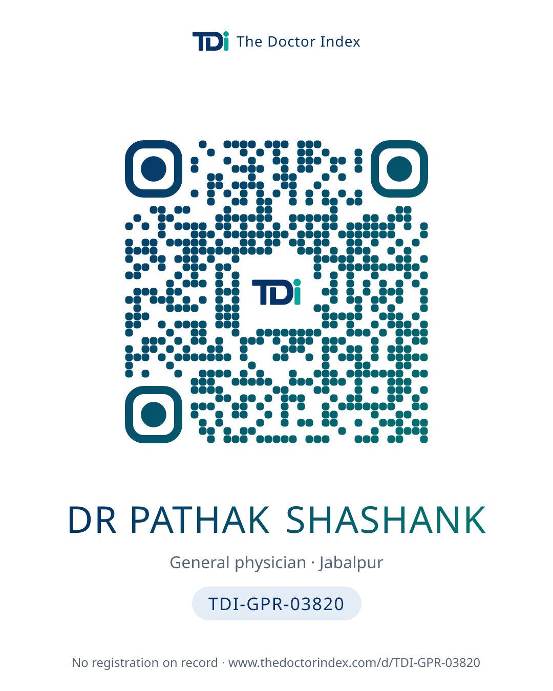QR card for Dr Pathak Shashank, TDI-GPR-03820