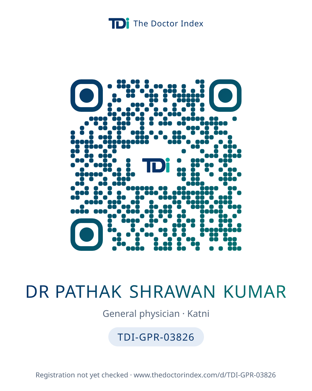 QR card for Dr Pathak Shrawan Kumar, TDI-GPR-03826