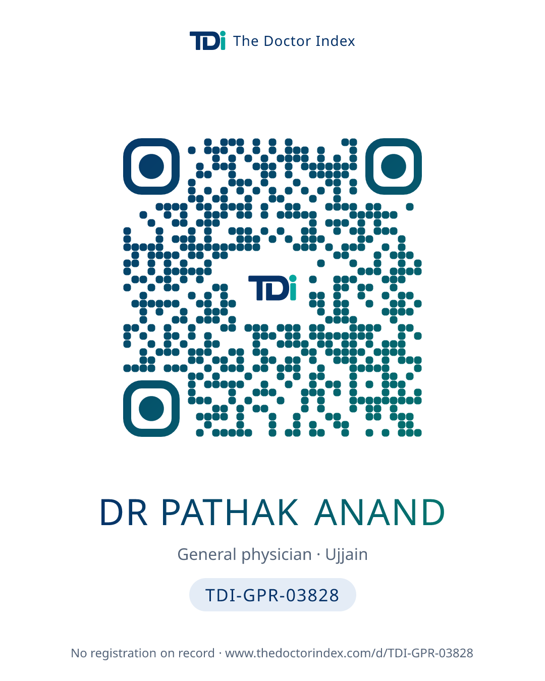 QR card for Dr Pathak Anand, TDI-GPR-03828