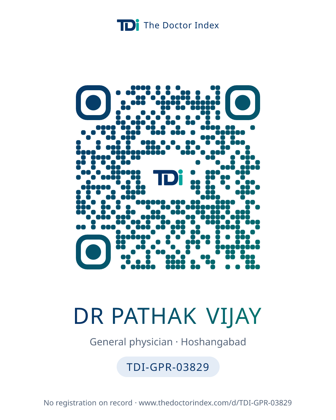 QR card for Dr Pathak Vijay, TDI-GPR-03829