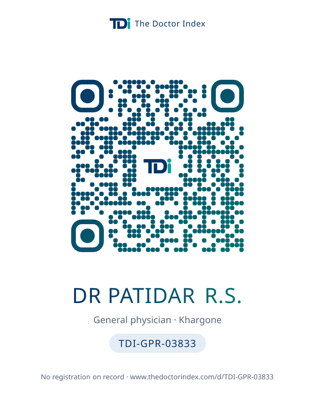 QR card for Dr Patidar R.S., TDI-GPR-03833