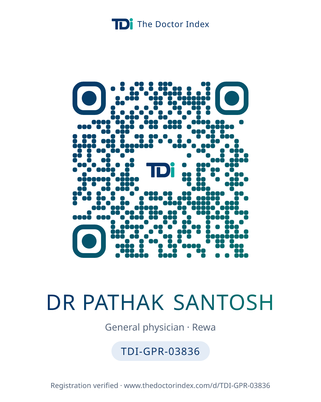 QR card for Dr Pathak Santosh, TDI-GPR-03836