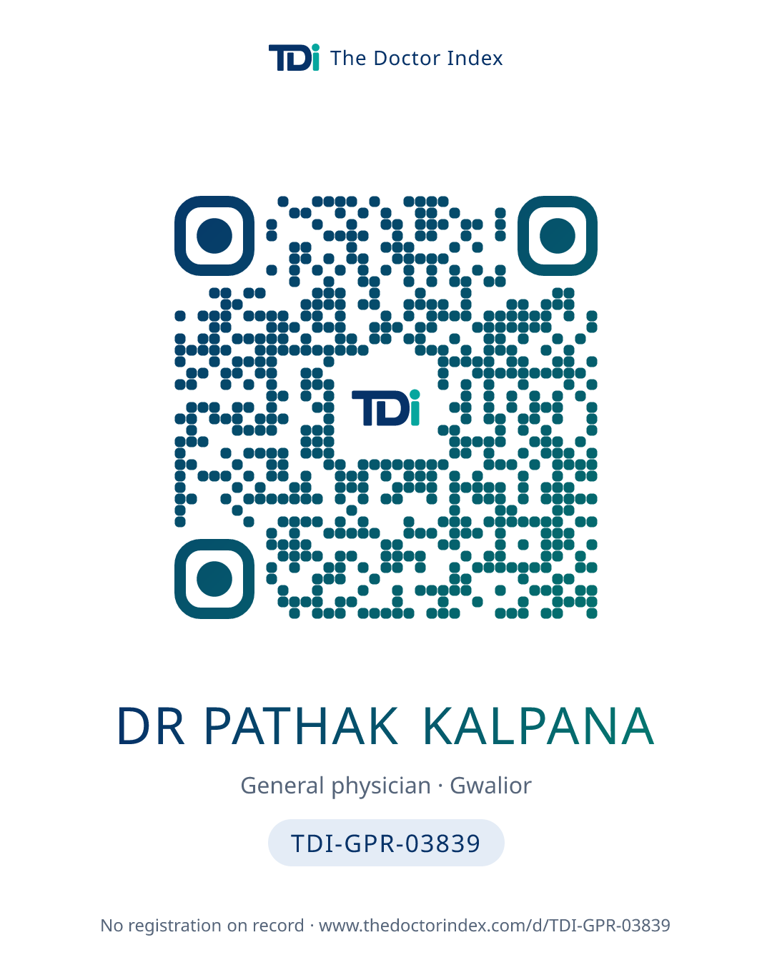 QR card for Dr Pathak Kalpana, TDI-GPR-03839
