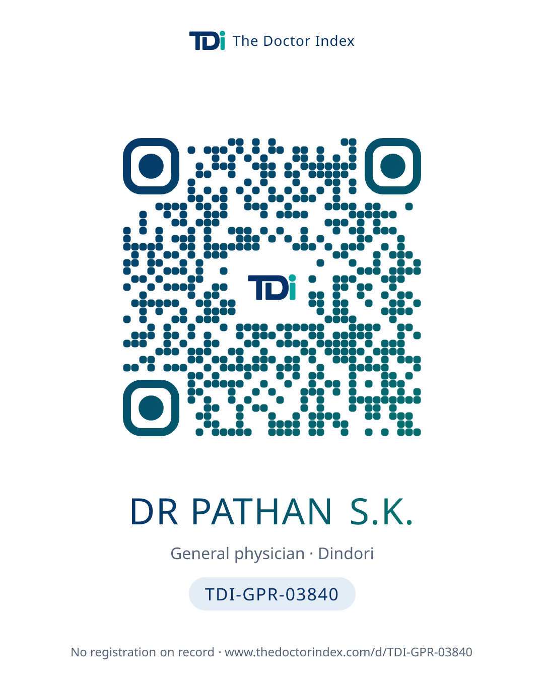 QR card for Dr Pathan S.K., TDI-GPR-03840