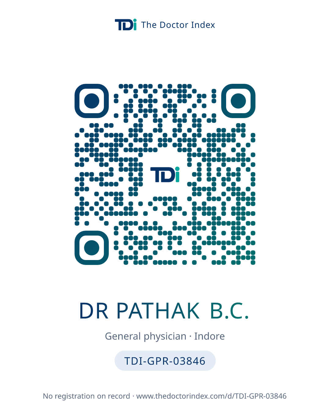 QR card for Dr Pathak B.C., TDI-GPR-03846
