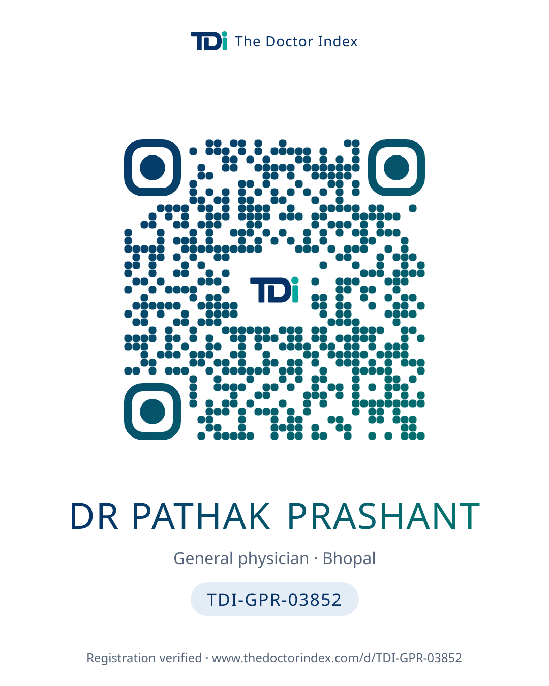 QR card for Dr Pathak Prashant, TDI-GPR-03852