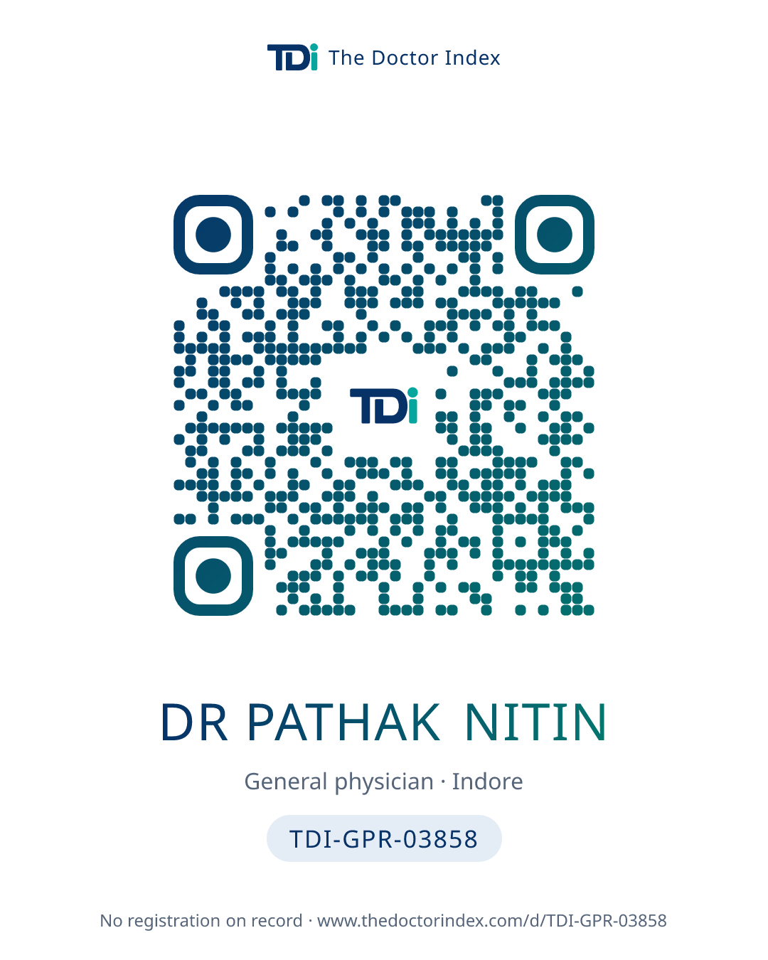 QR card for Dr Pathak Nitin, TDI-GPR-03858