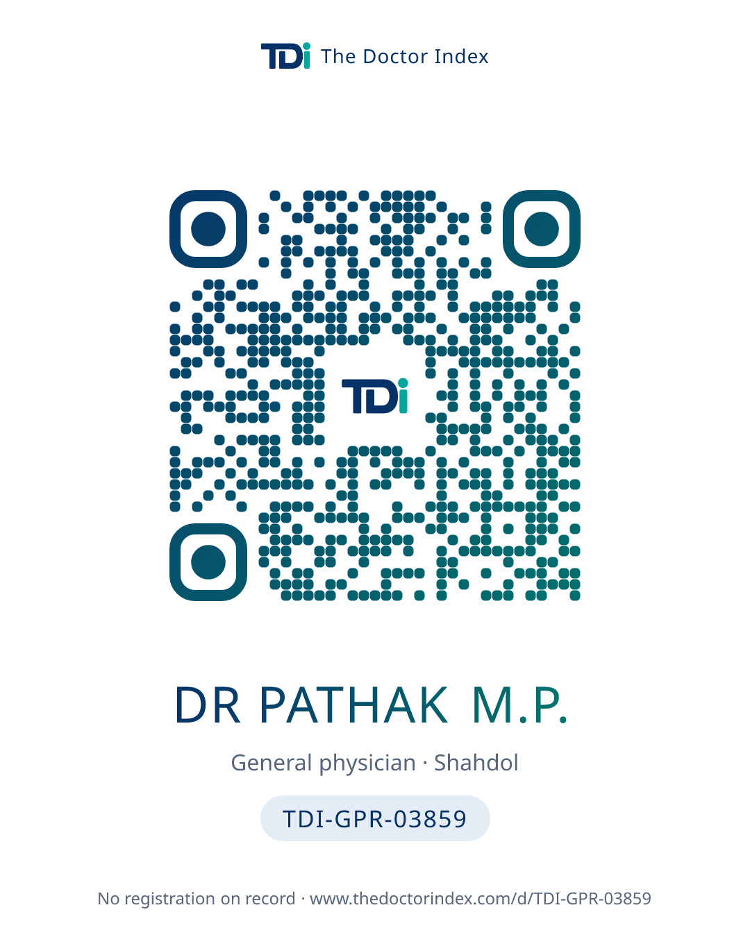QR card for Dr Pathak M.P., TDI-GPR-03859
