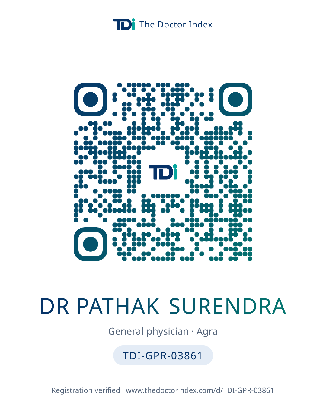 QR card for Dr Pathak Surendra, TDI-GPR-03861