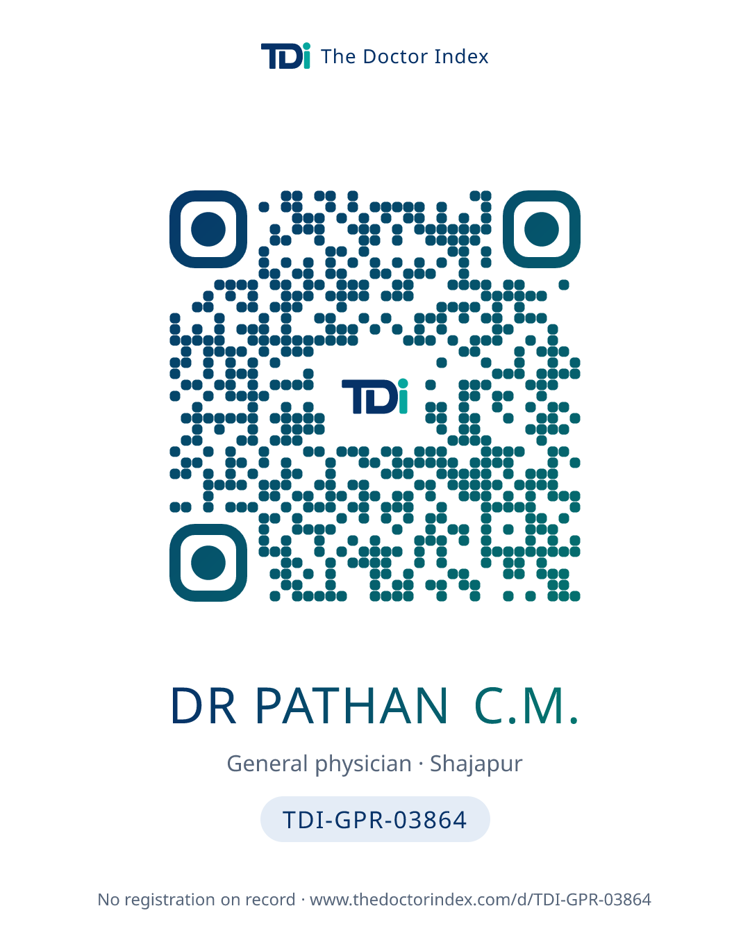 QR card for Dr Pathan C.M., TDI-GPR-03864