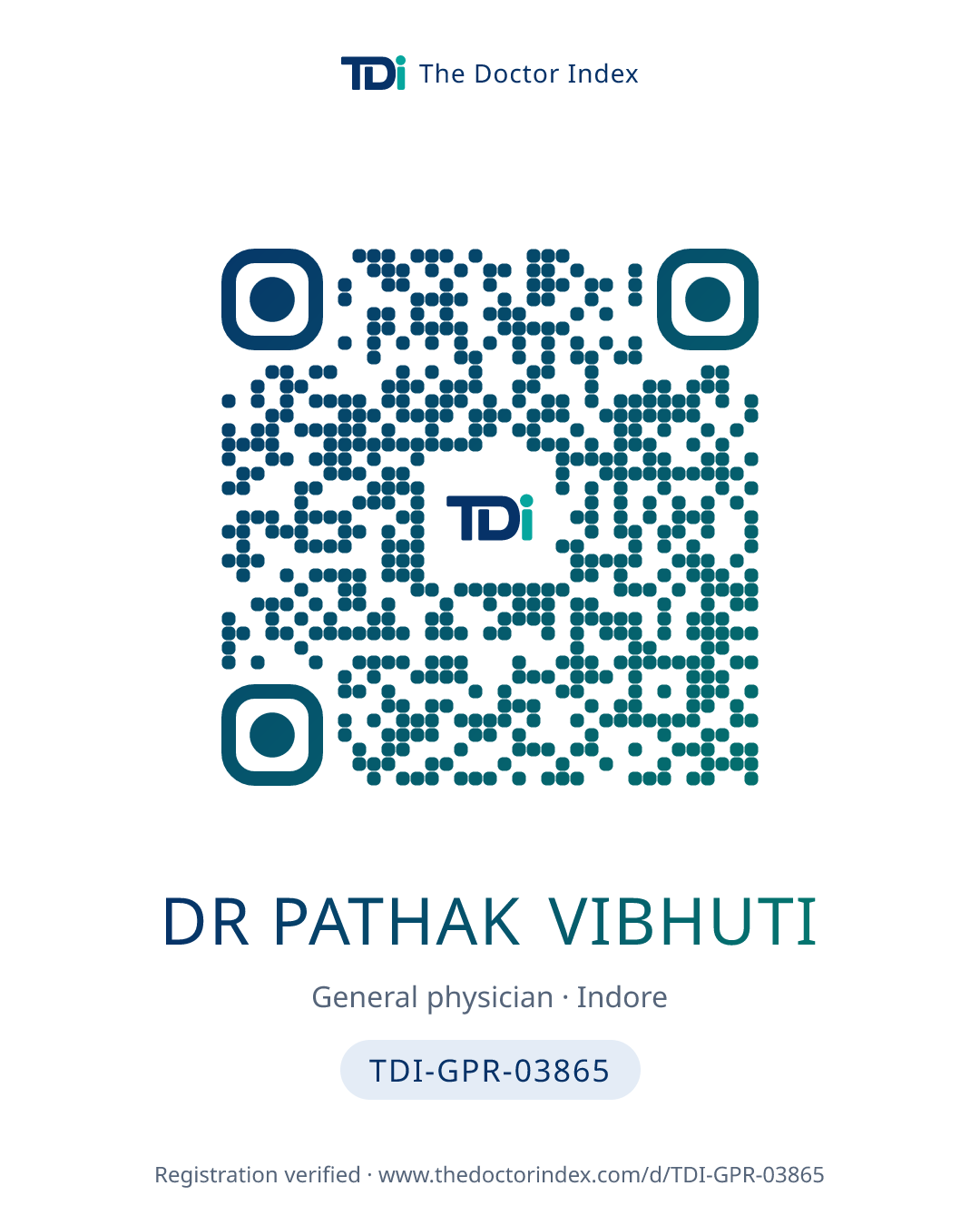 QR card for Dr Pathak Vibhuti, TDI-GPR-03865