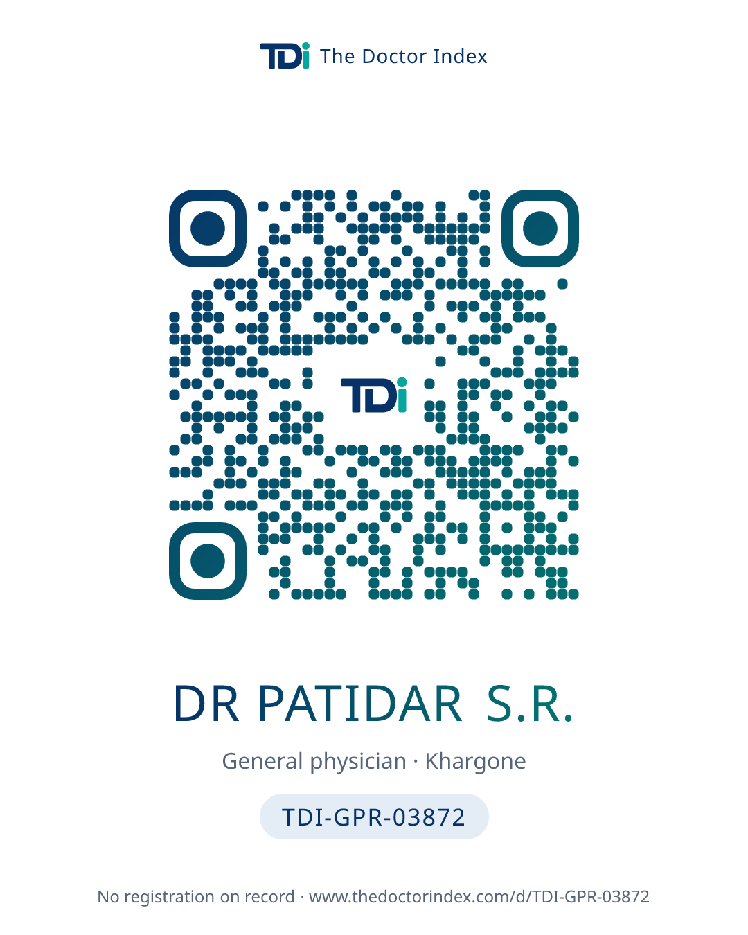QR card for Dr Patidar S.R., TDI-GPR-03872