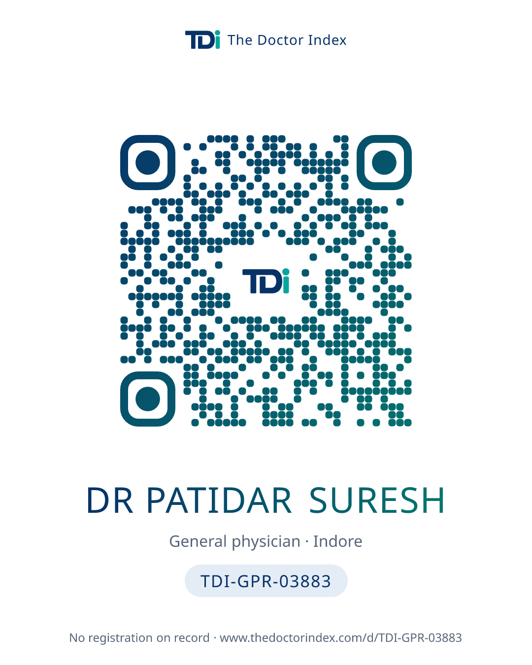 QR card for Dr Patidar Suresh, TDI-GPR-03883