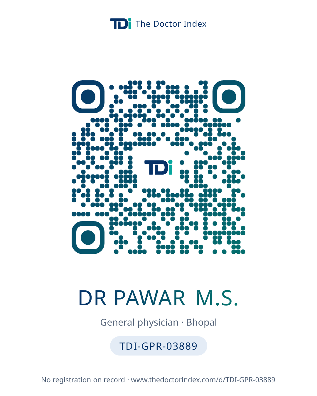QR card for Dr Pawar M.S., TDI-GPR-03889