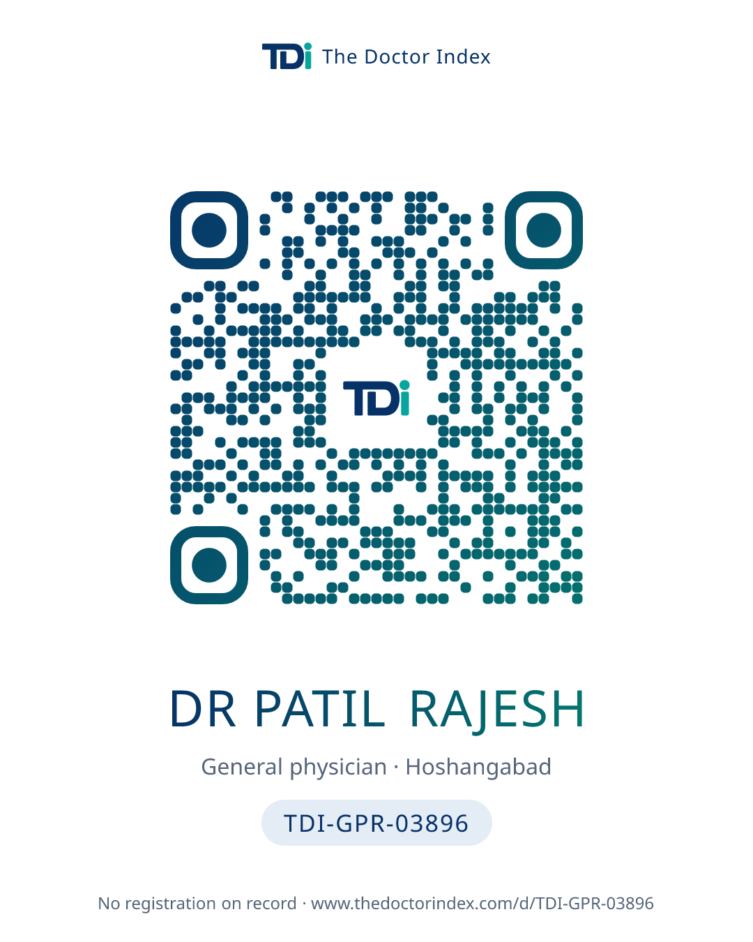 QR card for Dr Patil Rajesh, TDI-GPR-03896