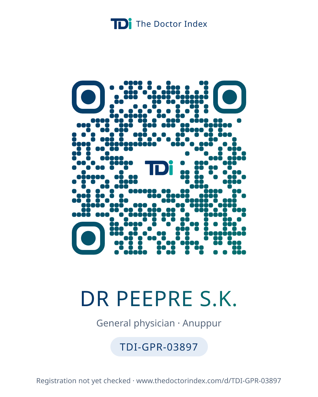 QR card for Dr Peepre S.K., TDI-GPR-03897