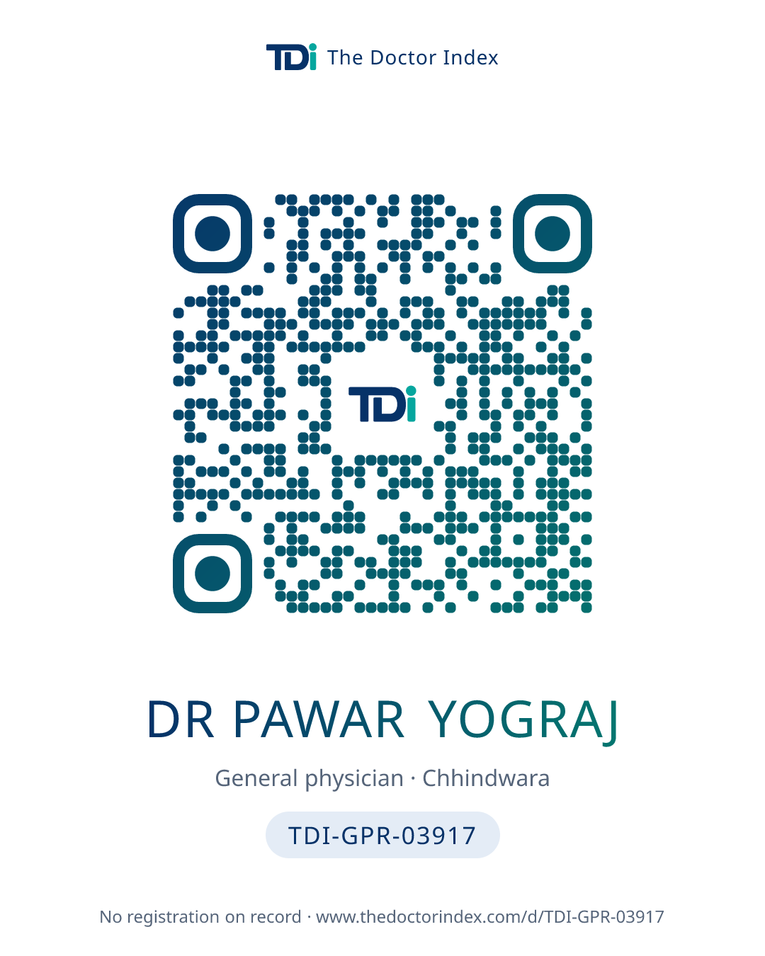 QR card for Dr Pawar Yograj, TDI-GPR-03917