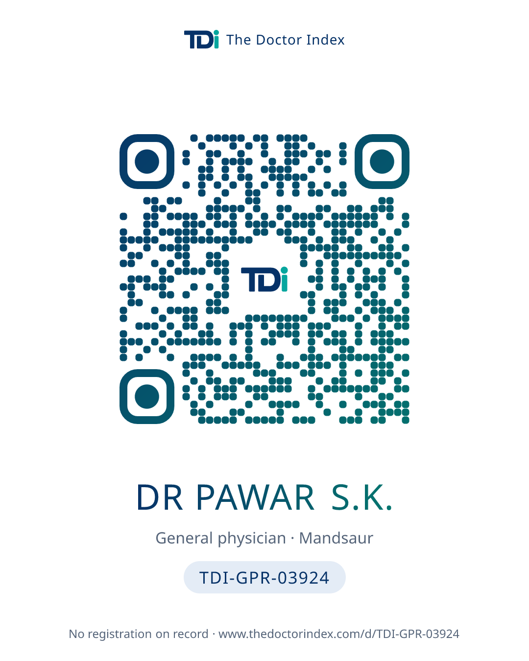 QR card for Dr Pawar S.K., TDI-GPR-03924