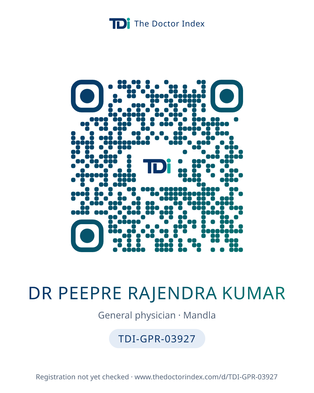 QR card for Dr Peepre Rajendra Kumar, TDI-GPR-03927