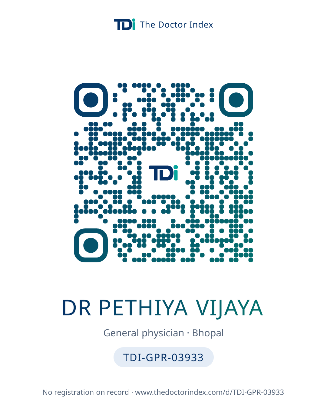 QR card for Dr Pethiya Vijaya, TDI-GPR-03933