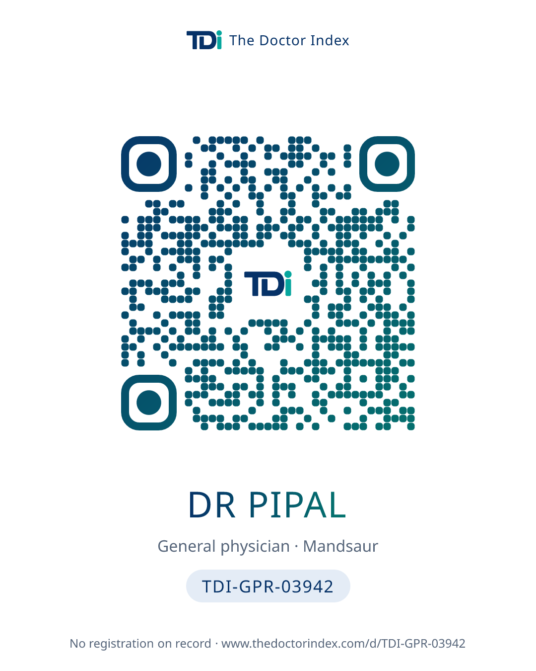 QR card for Dr Pipal, TDI-GPR-03942