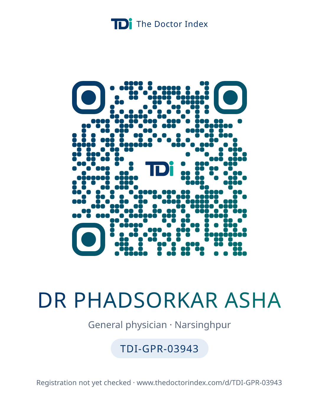 QR card for Dr Phadsorkar Asha, TDI-GPR-03943
