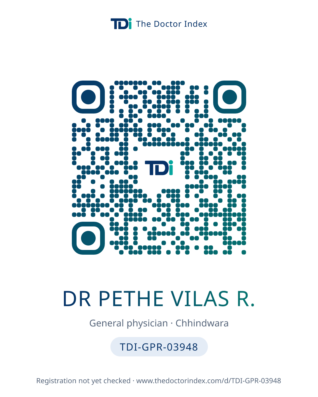 QR card for Dr Pethe Vilas R., TDI-GPR-03948