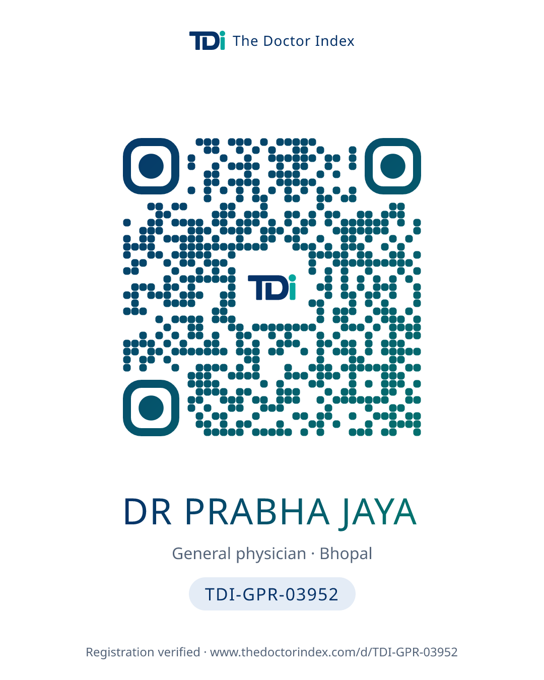 QR card for Dr Prabha Jaya, TDI-GPR-03952