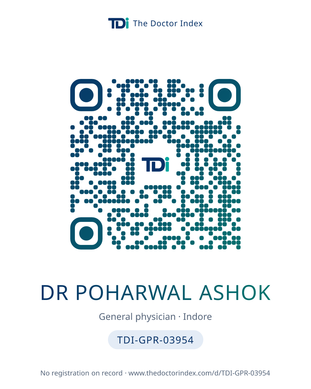 QR card for Dr Poharwal Ashok, TDI-GPR-03954