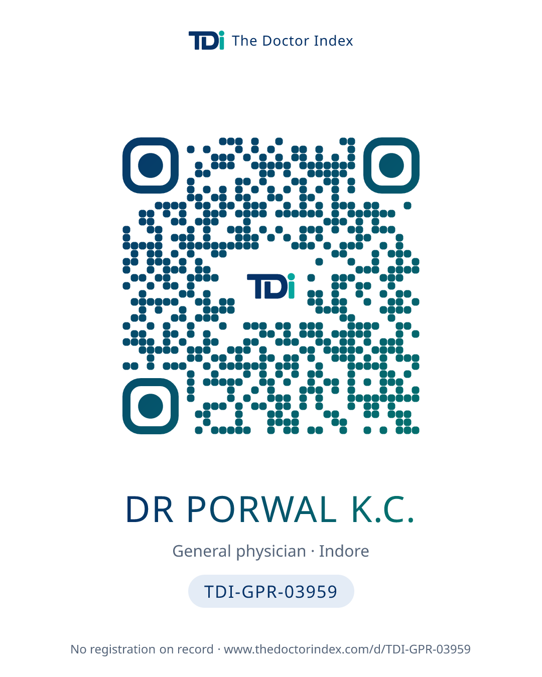 QR card for Dr Porwal K.C., TDI-GPR-03959
