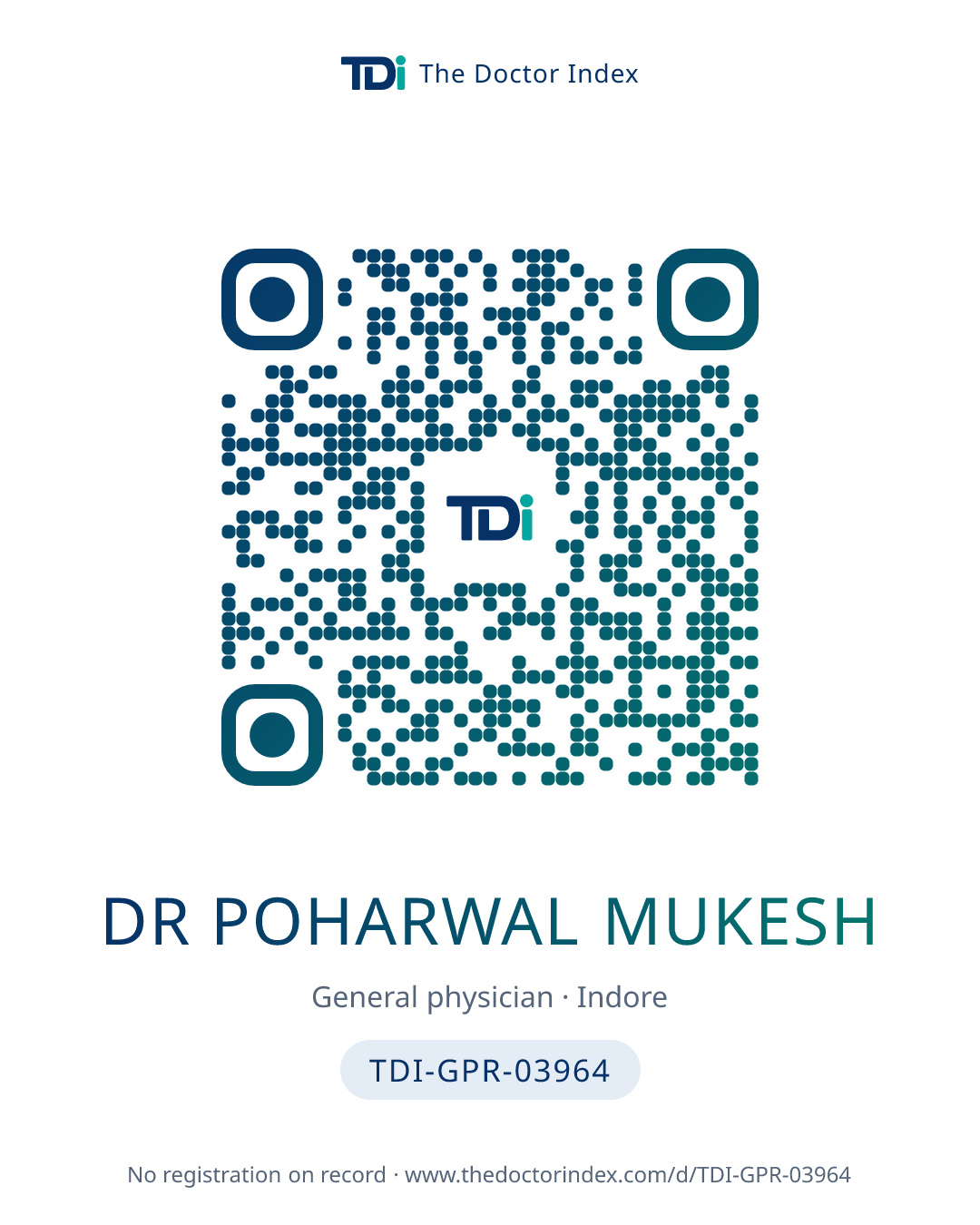 QR card for Dr Poharwal Mukesh, TDI-GPR-03964
