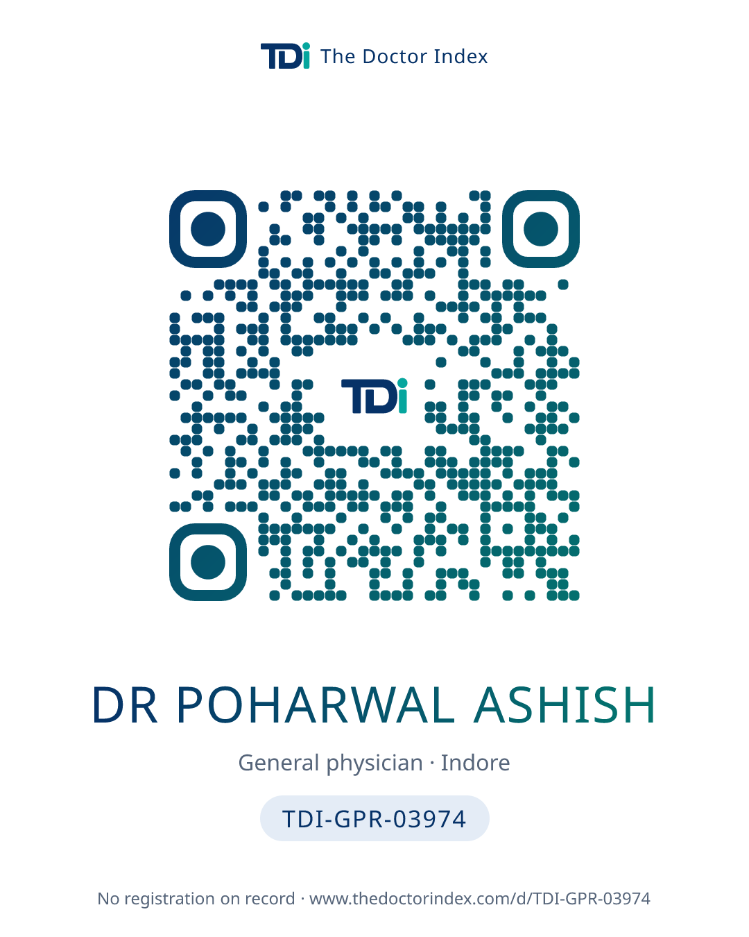 QR card for Dr Poharwal Ashish, TDI-GPR-03974