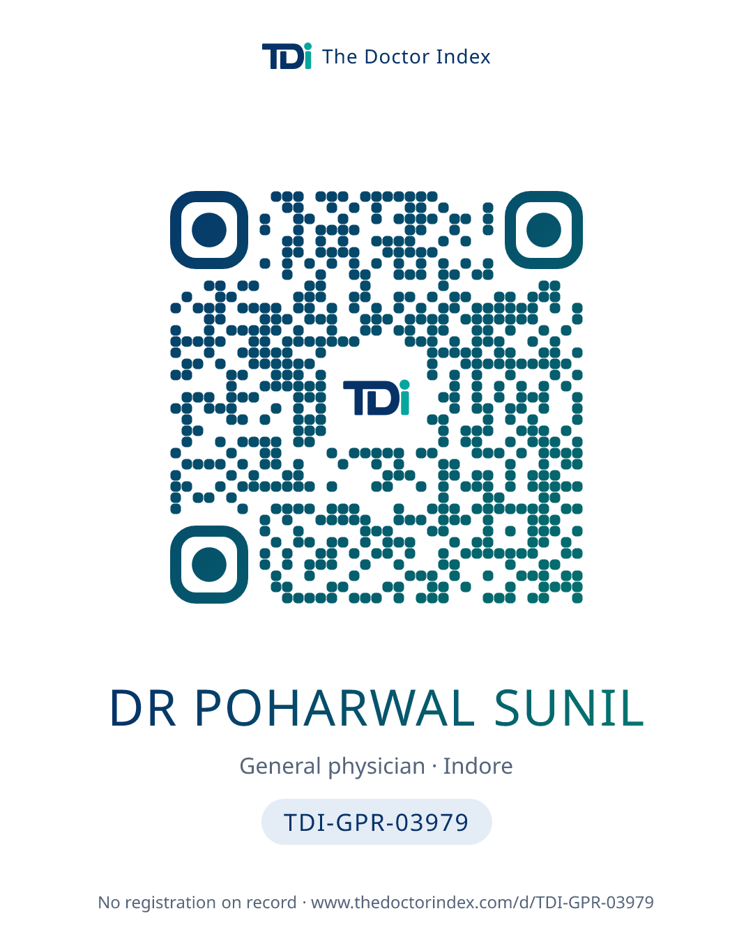 QR card for Dr Poharwal Sunil, TDI-GPR-03979
