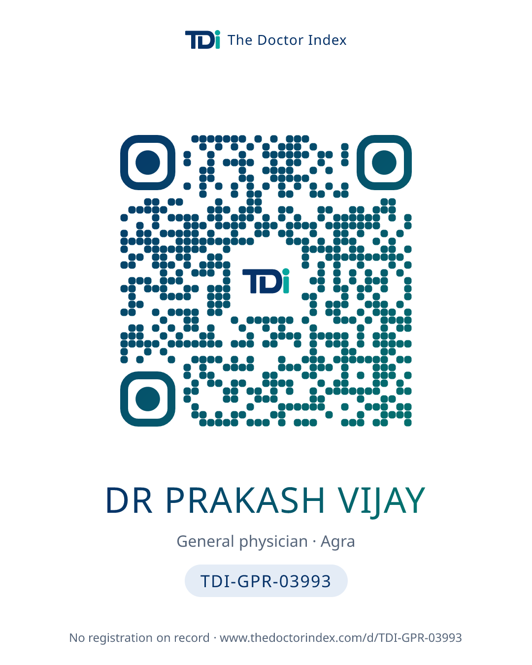 QR card for Dr Prakash Vijay, TDI-GPR-03993