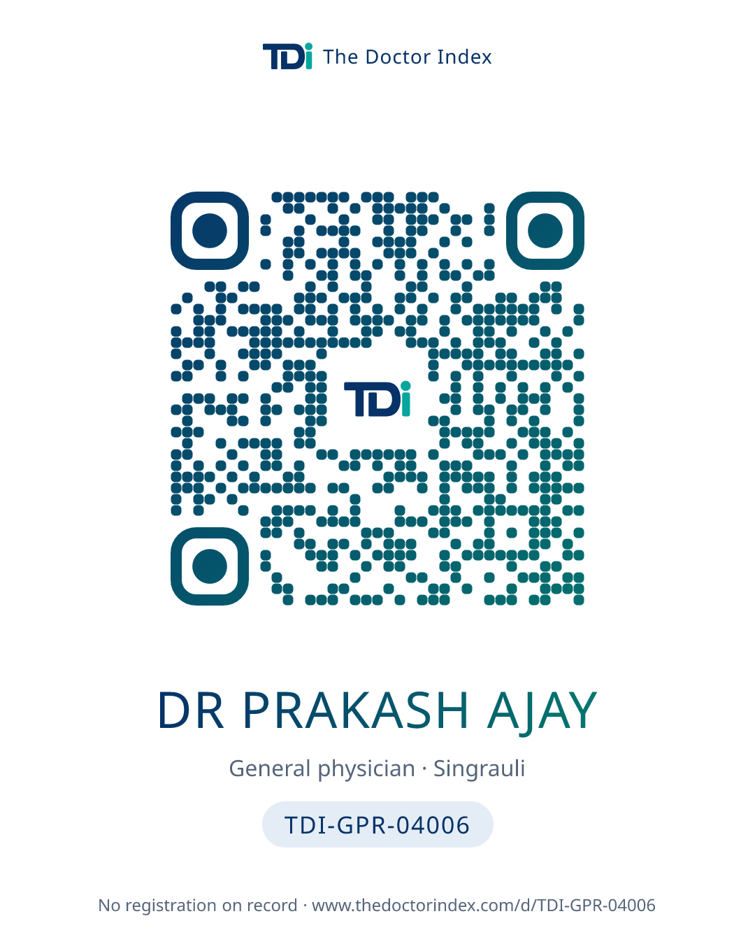 QR card for Dr Prakash Ajay, TDI-GPR-04006