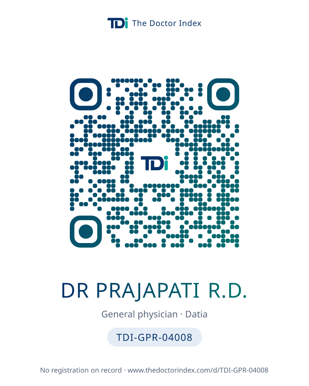 QR card for Dr Prajapati R.D., TDI-GPR-04008