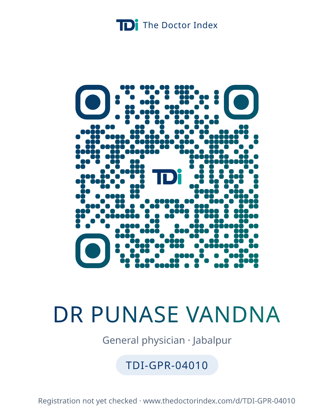 QR card for Dr Punase Vandna, TDI-GPR-04010