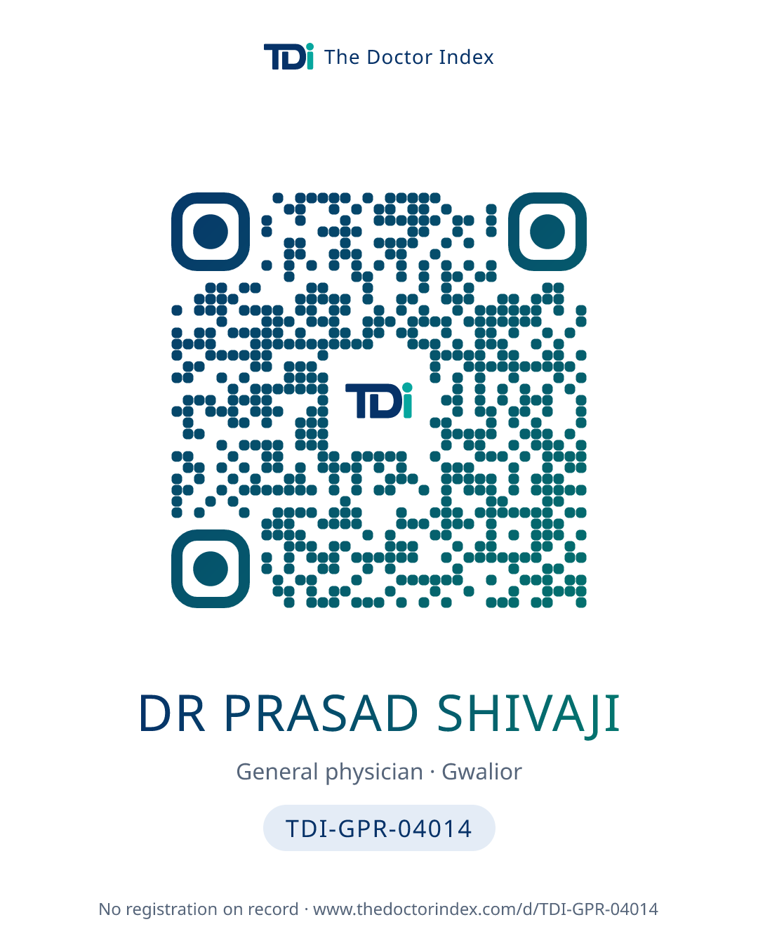 QR card for Dr Prasad Shivaji, TDI-GPR-04014