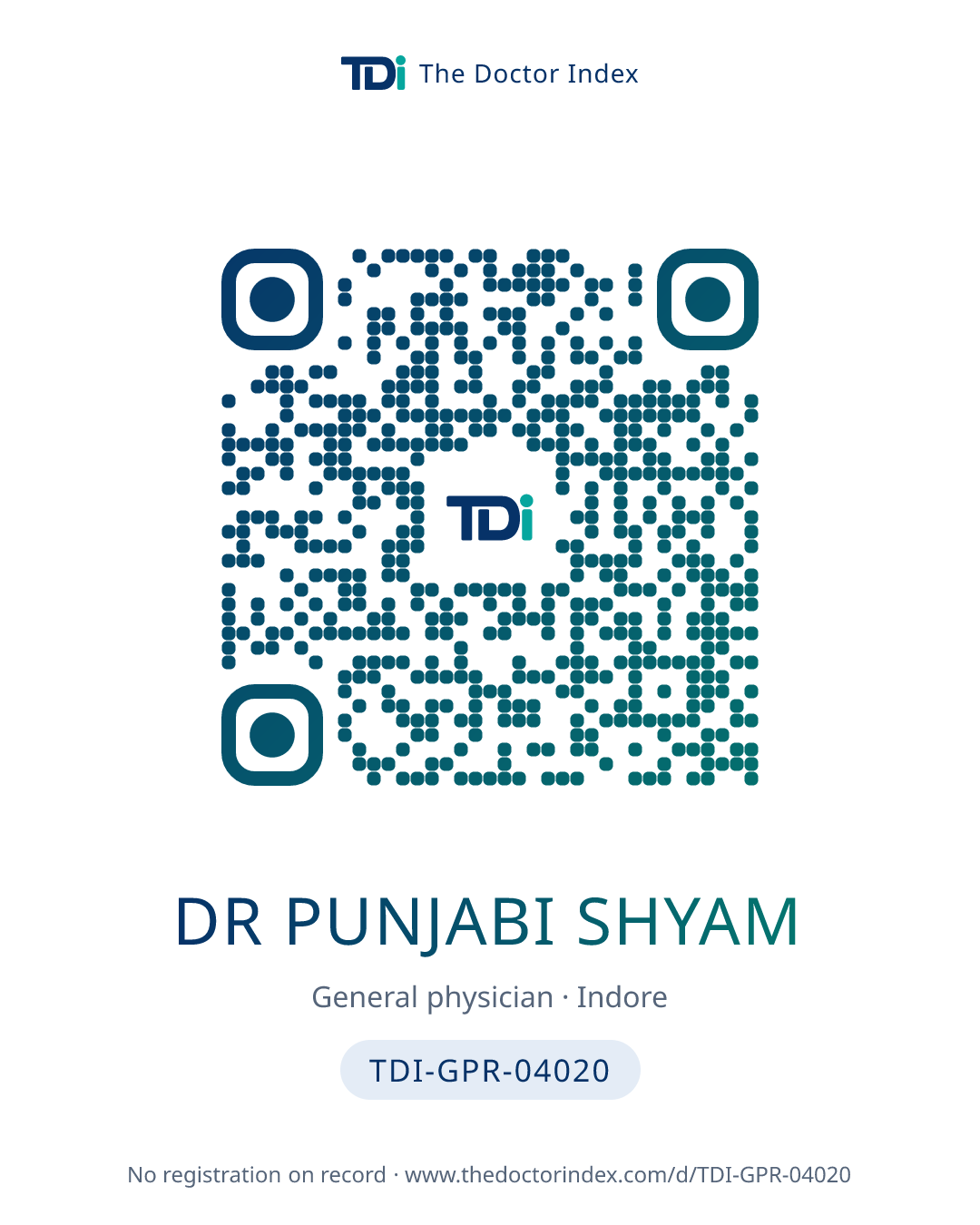 QR card for Dr Punjabi Shyam, TDI-GPR-04020