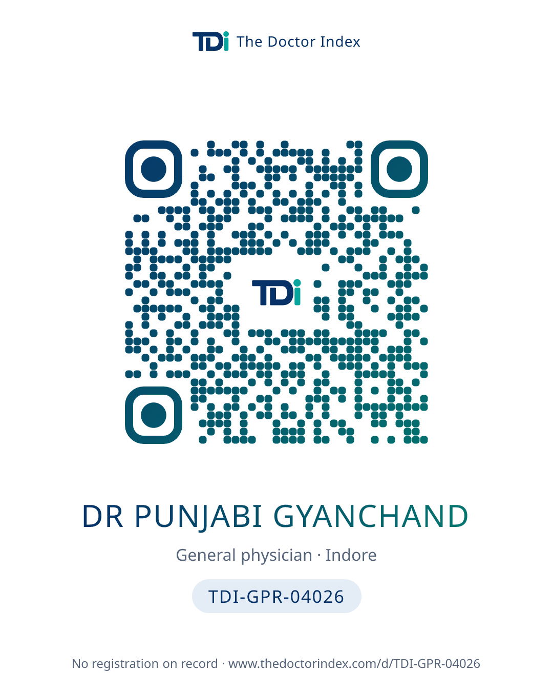 QR card for Dr Punjabi Gyanchand, TDI-GPR-04026