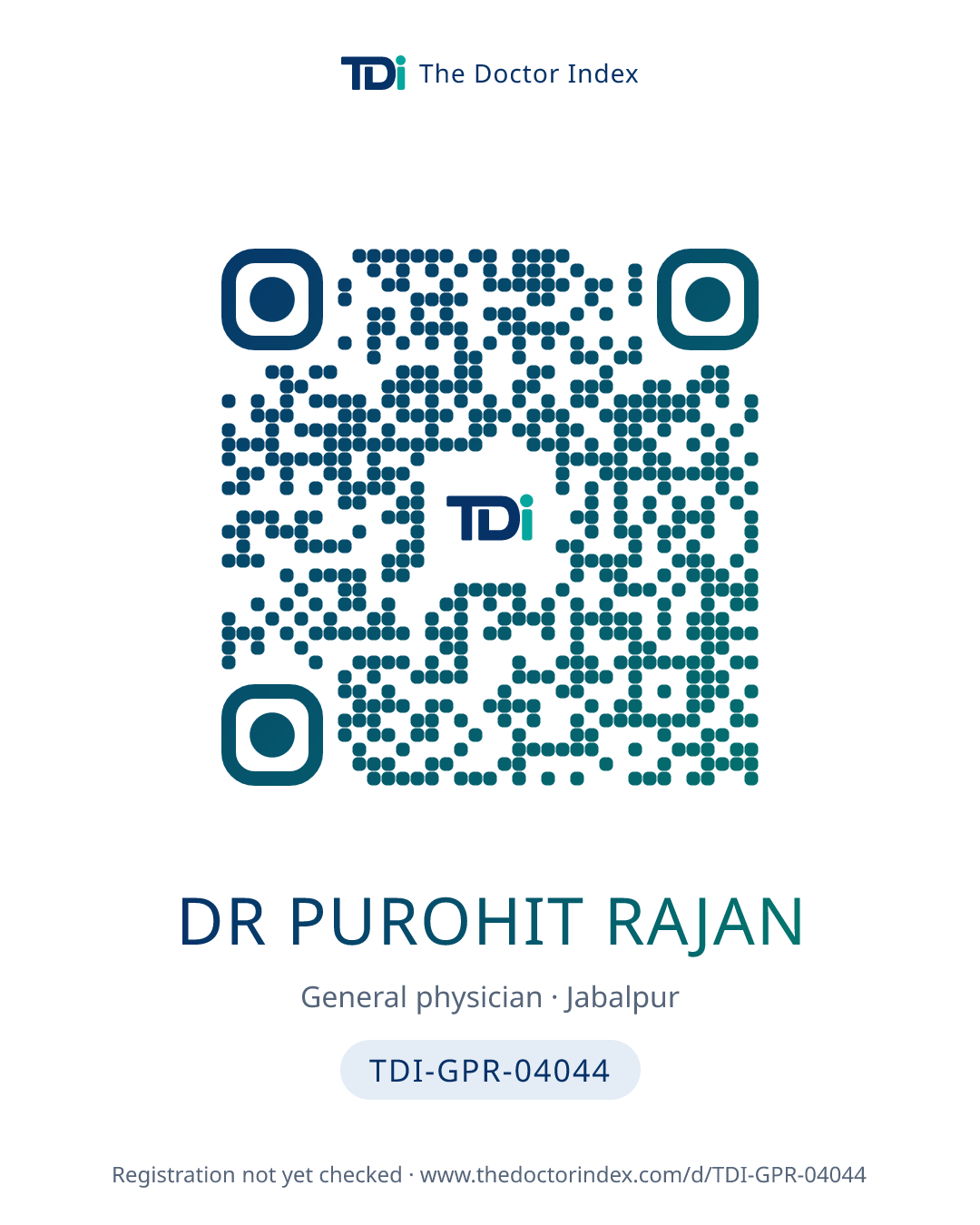 QR card for Dr Purohit Rajan, TDI-GPR-04044